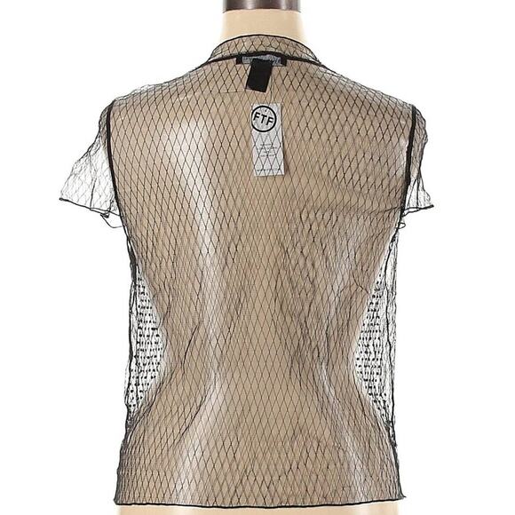 NWT Fashion to Figure Studded Sheer Mesh Blouse Black Plus Size 0X Statement Top - Picture 2 of 6